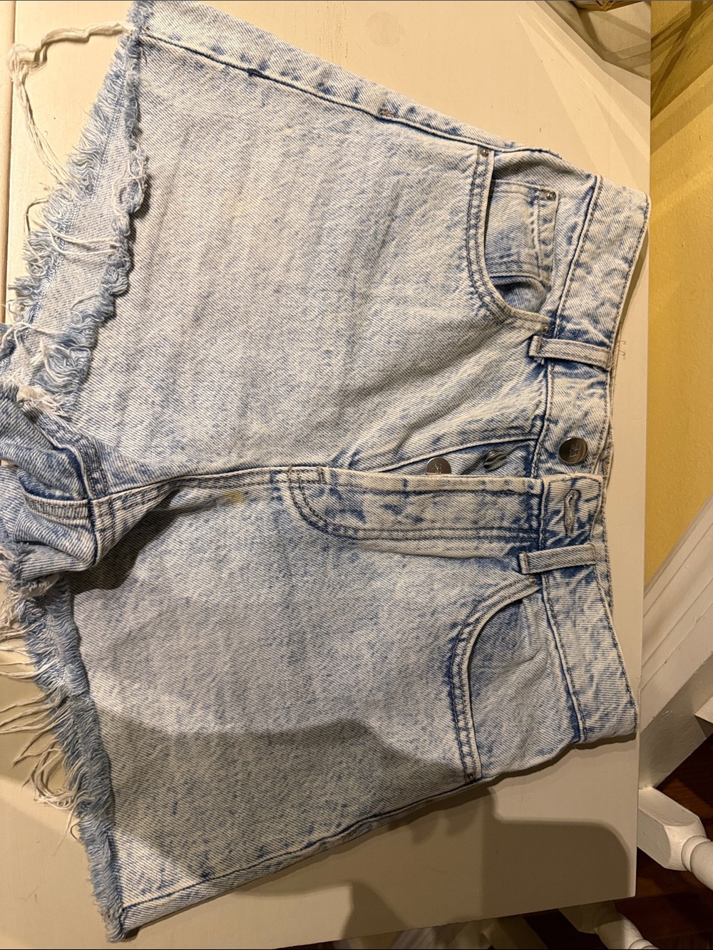Zara Light Blue Washed Denim Cutoff Shorts